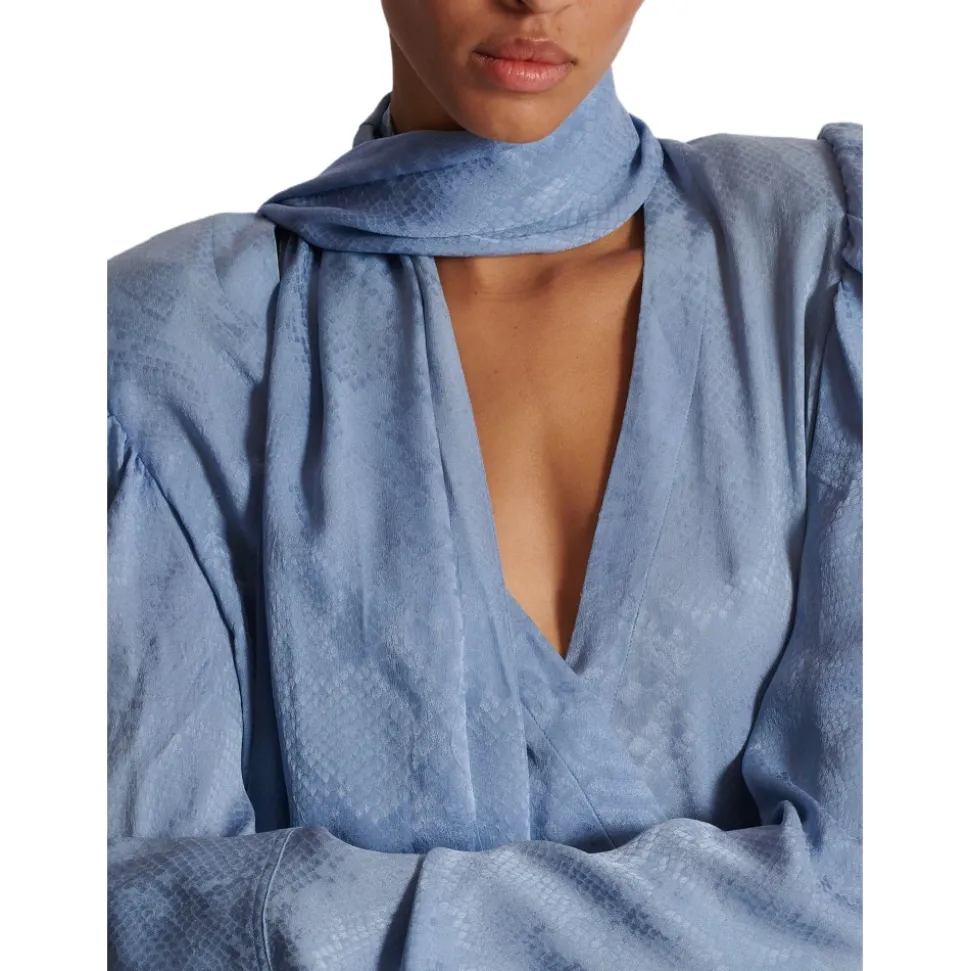 Robe à nouer en jacquard de soie motif peau de serpent