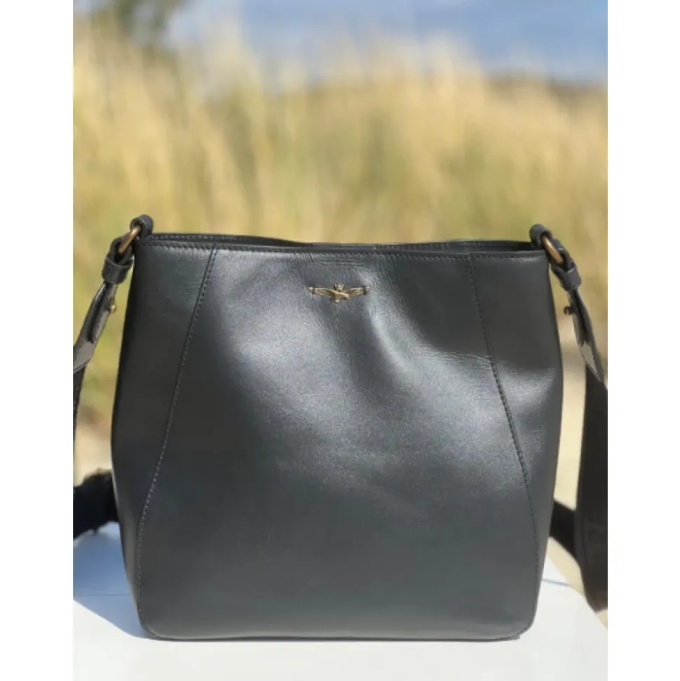 Sac bandoulière en cuir avec emblème