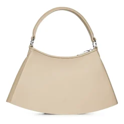 Sac à bandoulière en cuir beige style crocodile