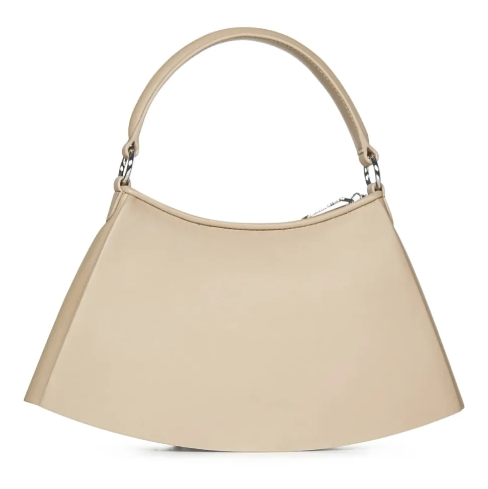 Sac à bandoulière en cuir beige style crocodile