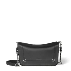 Sac bandoulière en cuir noir avec chaîne