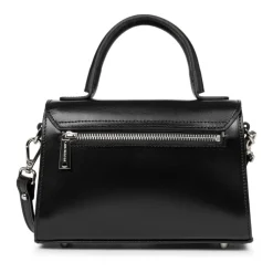Sac bandoulière en cuir noir avec rabat