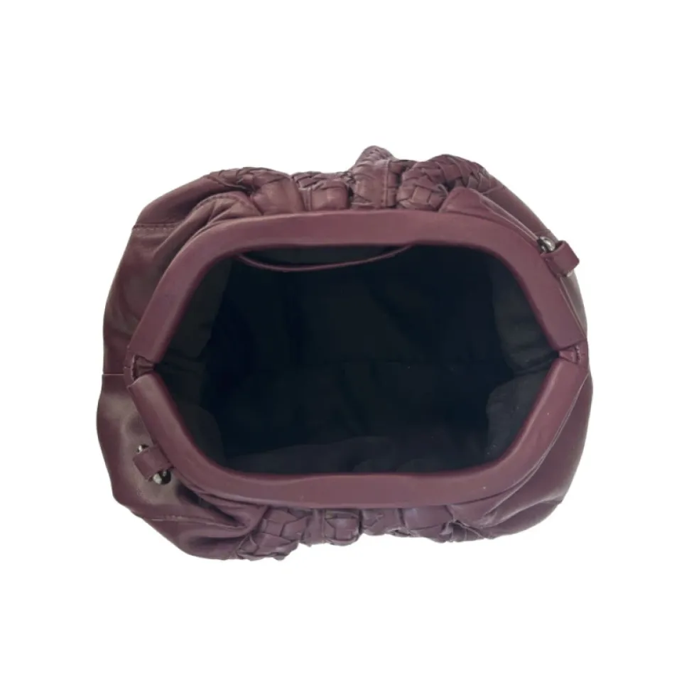 Sac à bandoulière en cuir tressé Bordeaux