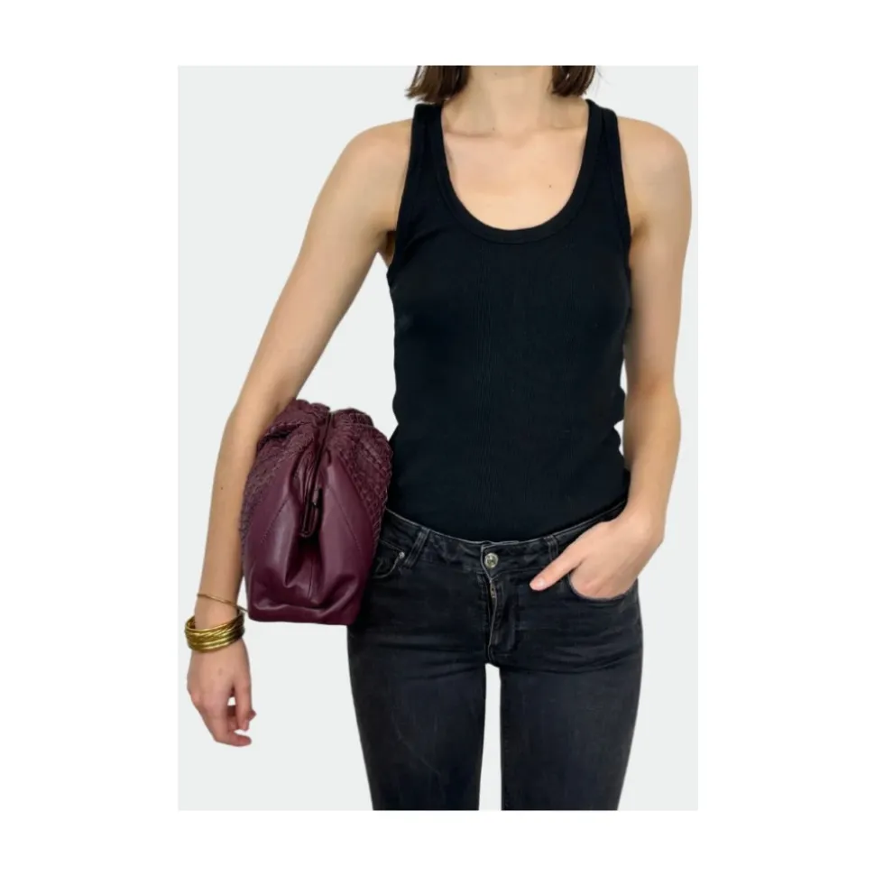 Sac à bandoulière en cuir tressé Bordeaux