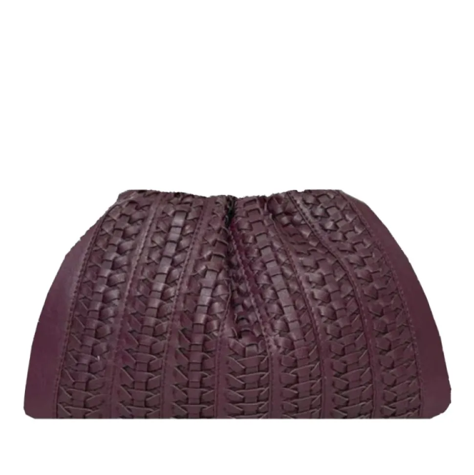 Sac à bandoulière en cuir tressé Bordeaux