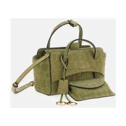 Sac bandoulière en daim effet croco