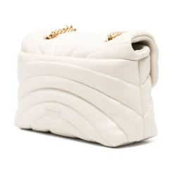 Sac à bandoulière matelassé en cuir avec chaîne