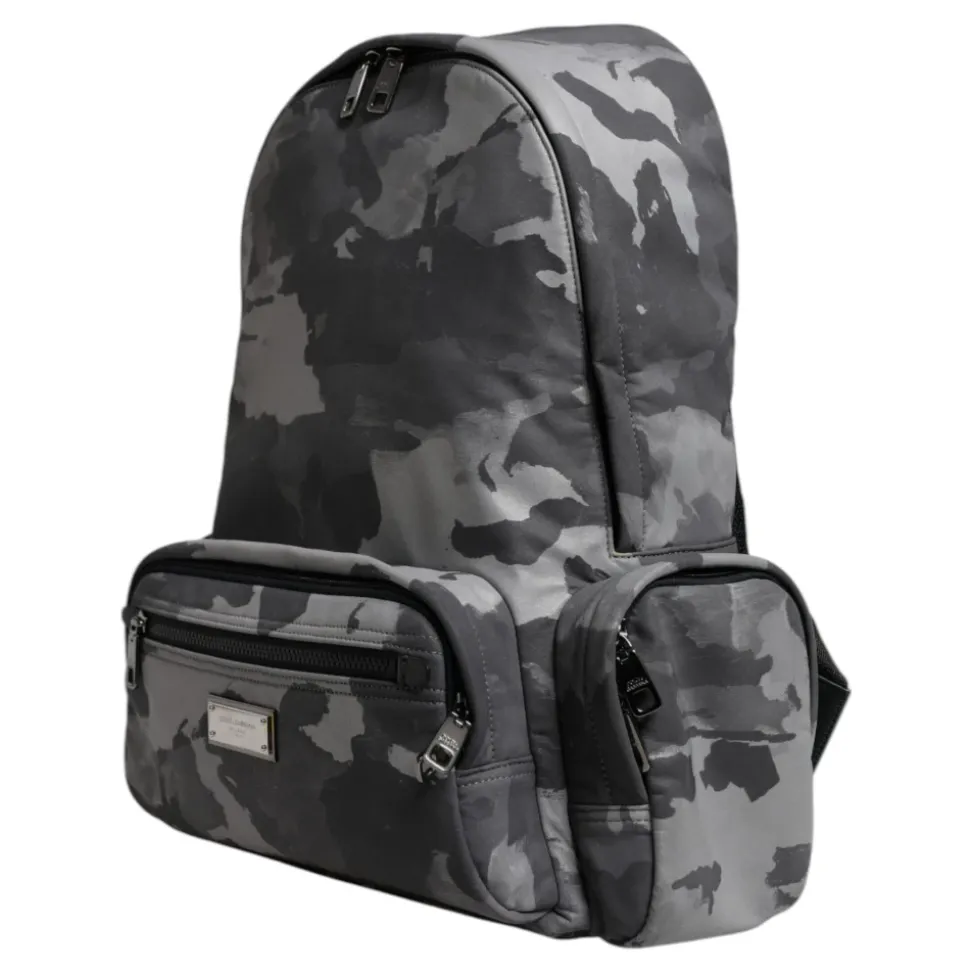 Sac à dos gris camouflage avec logo