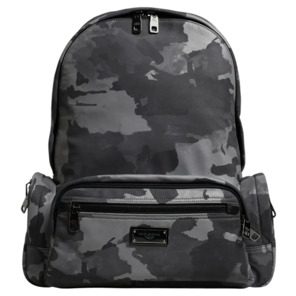 Sac à dos gris camouflage avec logo