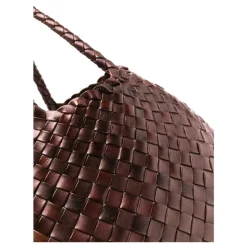 Sac en cuir marron avec poignées tressées