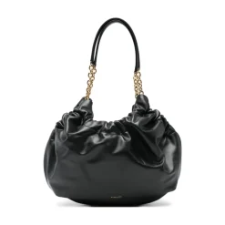 Sac en cuir noir avec bandoulière chaîne