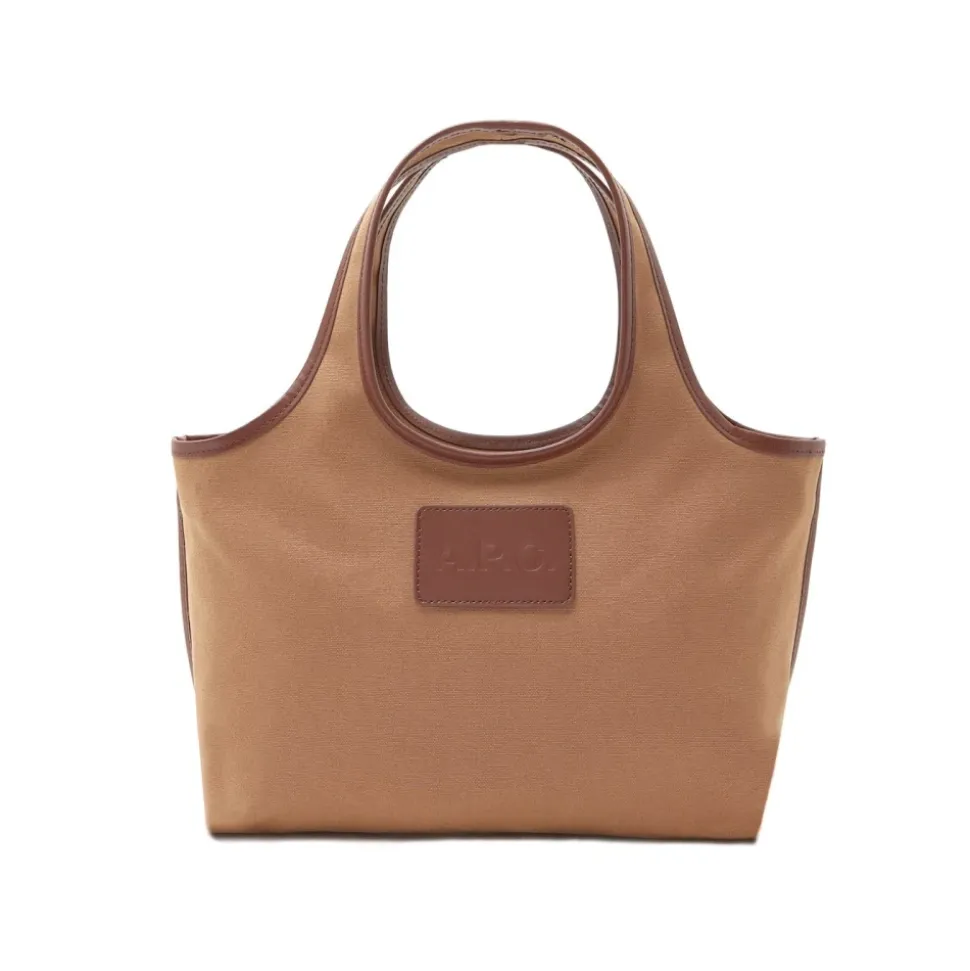 Sac fourre-tout en toile de coton avec découpes en cuir de vachette