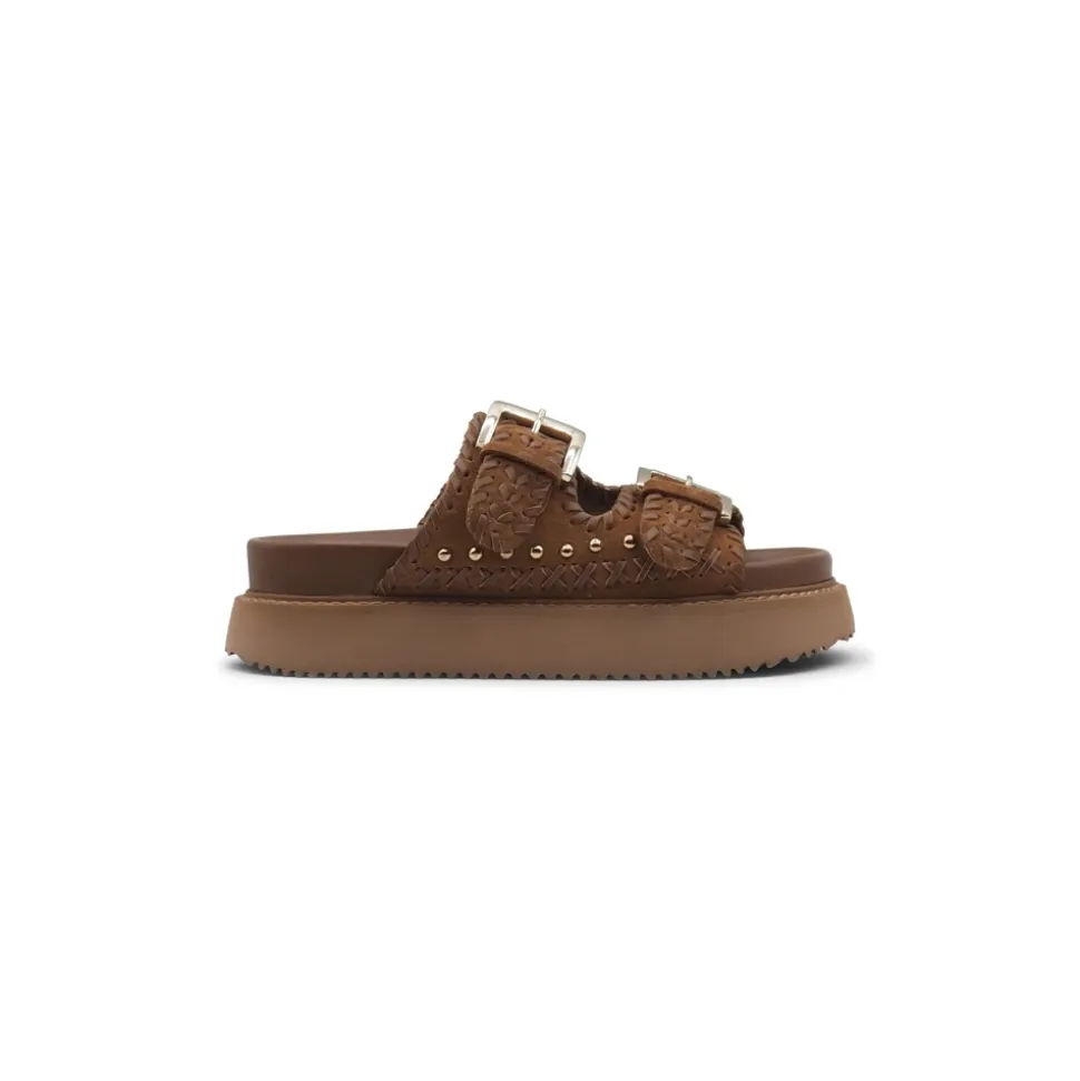 Sandales Beige à Plateforme avec Double Boucle
