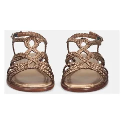 Sandales en Cuir Platine avec Boucle de Cheville