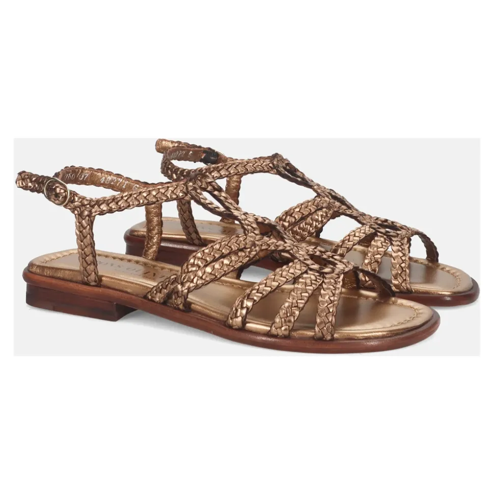 Sandales en Cuir Platine avec Boucle de Cheville