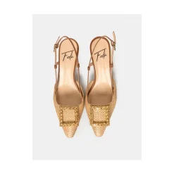 Sandale Slingback en raphia et cuir