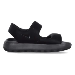 Sandales plates en caoutchouc noir, design ergonomique