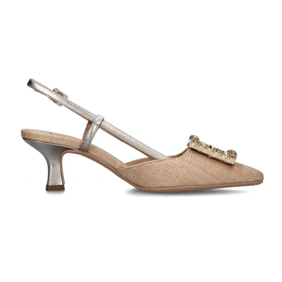 Sandales Slingback tissées avec détail en cristal