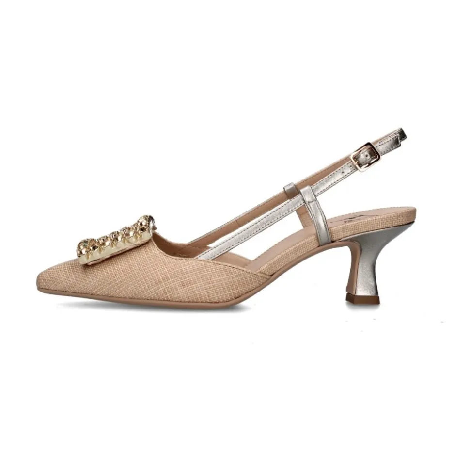 Sandales Slingback tissées avec détail en cristal