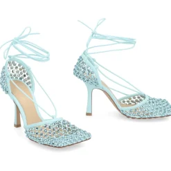 Sandales à Talons avec Strass et Lacets de Cheville