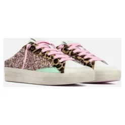 Sneaker Multicolor à Paillettes avec Détails Léopard