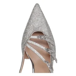 Talons Argentés Métalliques avec Strass