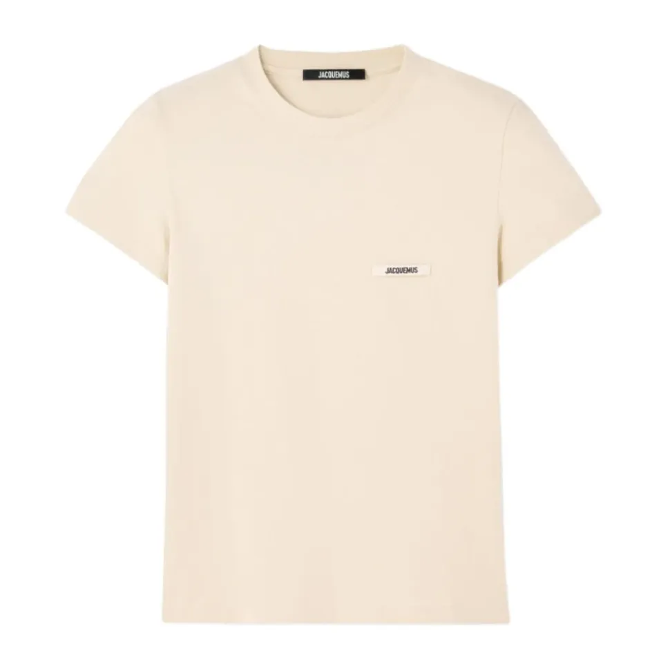 Top Beige avec Patch Logo Manches Courtes