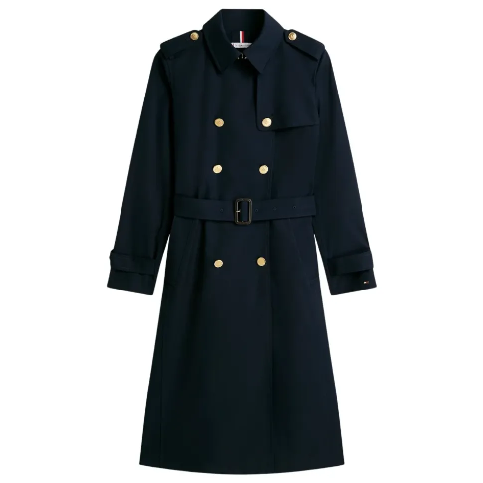 Trench Coat Coupe Ajustée à Boutons Dorés