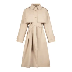 Trench long en gabardine de coton avec foulard