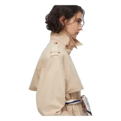 Trench long en gabardine de coton avec foulard