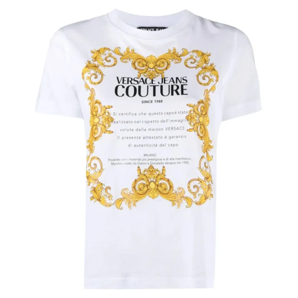 T-shirt Blanc en Coton avec Imprimé sur le Devant