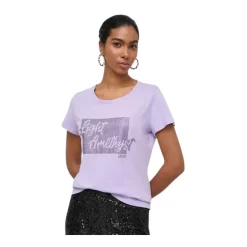 T-shirt à col rond avec imprimé et strass