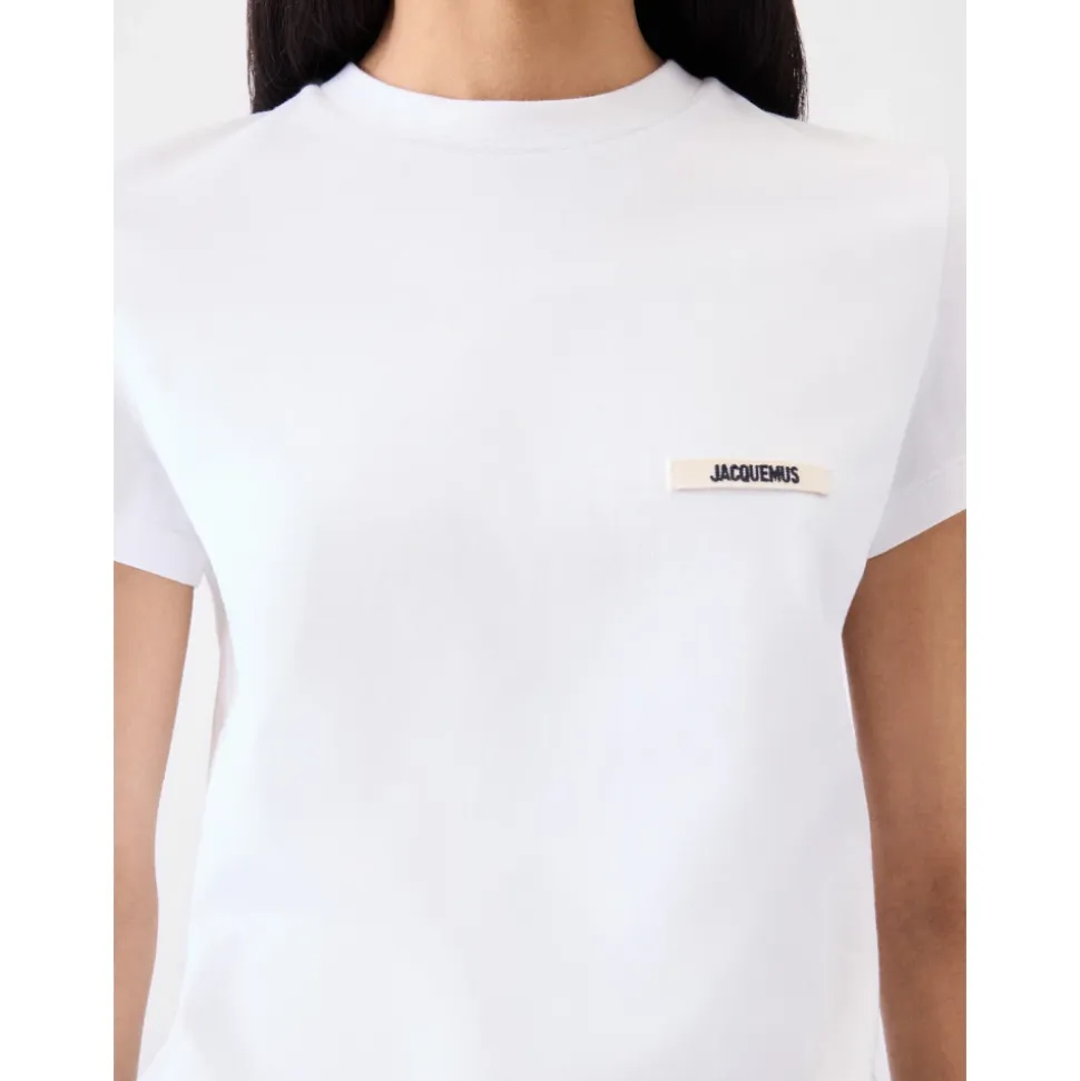 T-Shirt en Coton Blanc Gros Grain
