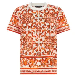T-shirt en coton imprimé Majolica