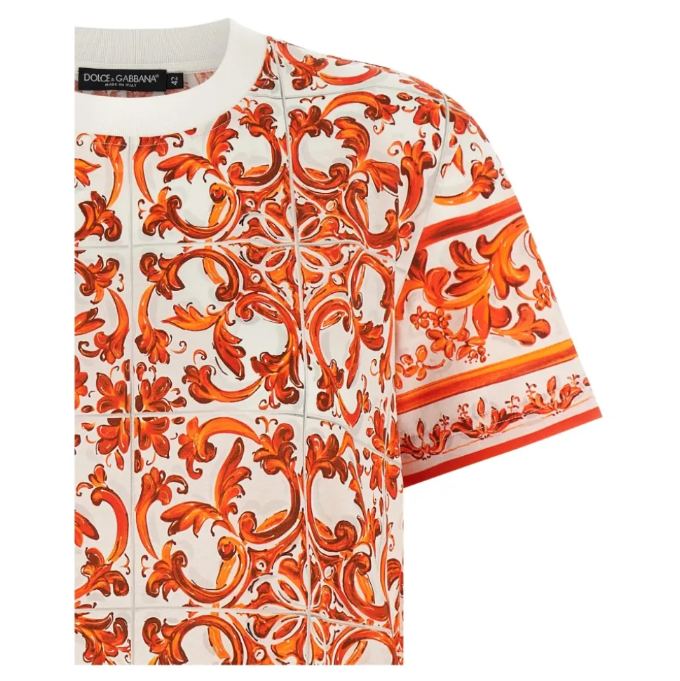 T-shirt en coton imprimé Majolica