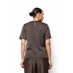 T-shirt en satin à col rond