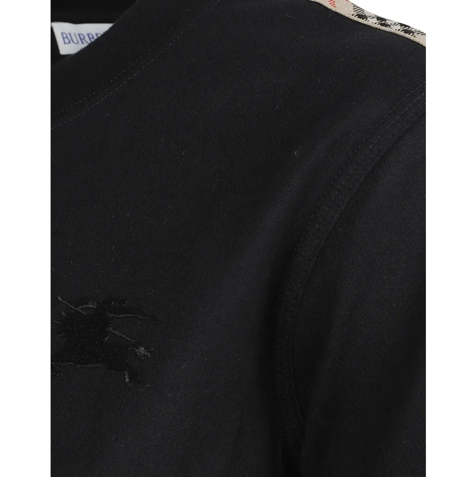 T-shirt à logo brodé et bordure à carreaux