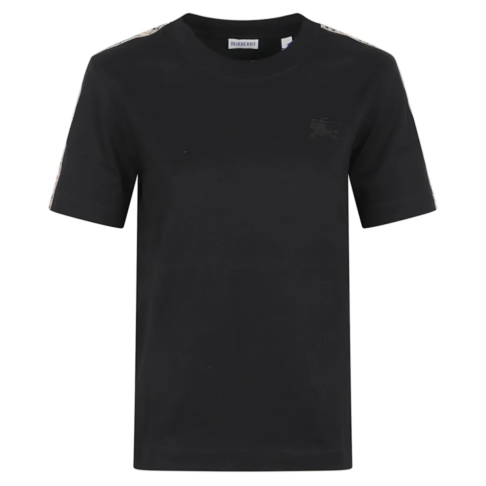 T-shirt à logo brodé et bordure à carreaux