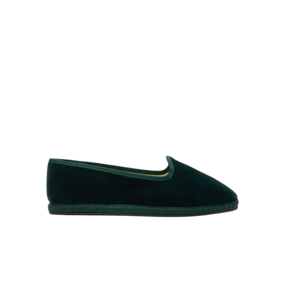 Valentina Slippers en Velours Vert