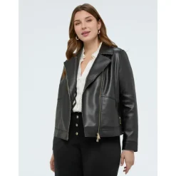 Veste Biker avec Détails Rayés