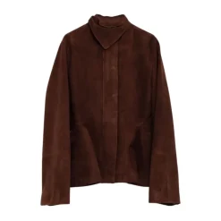 Veste courte en cuir de chèvre suédé