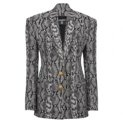 Veste Croisée à 2 Boutons en Jacquard Peau de Serpent