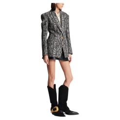 Veste Croisée à 2 Boutons en Jacquard Peau de Serpent