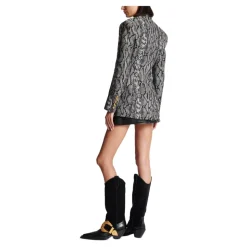 Veste Croisée à 2 Boutons en Jacquard Peau de Serpent