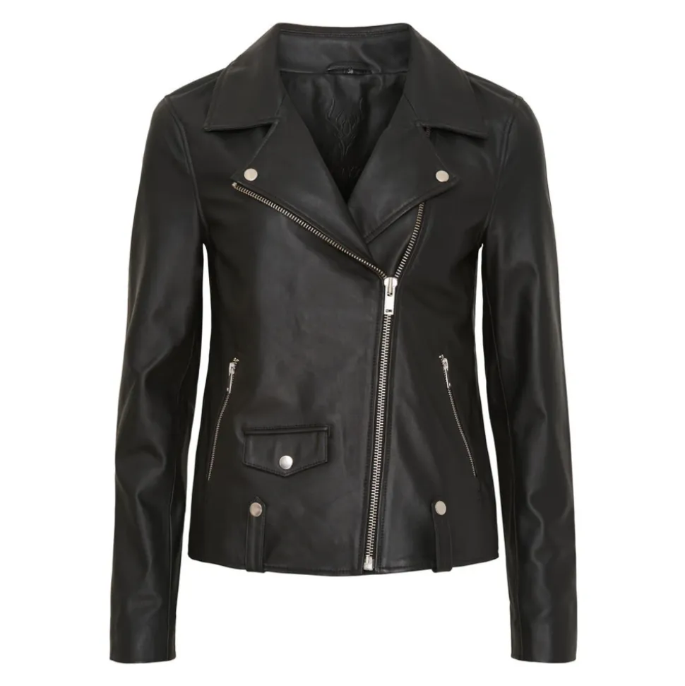 Veste de motard oversize avec détails argentés