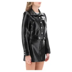 Veste en coton enduit froissé avec détail logo