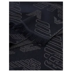 Wool Scarf with All-over Jacquard Eagle